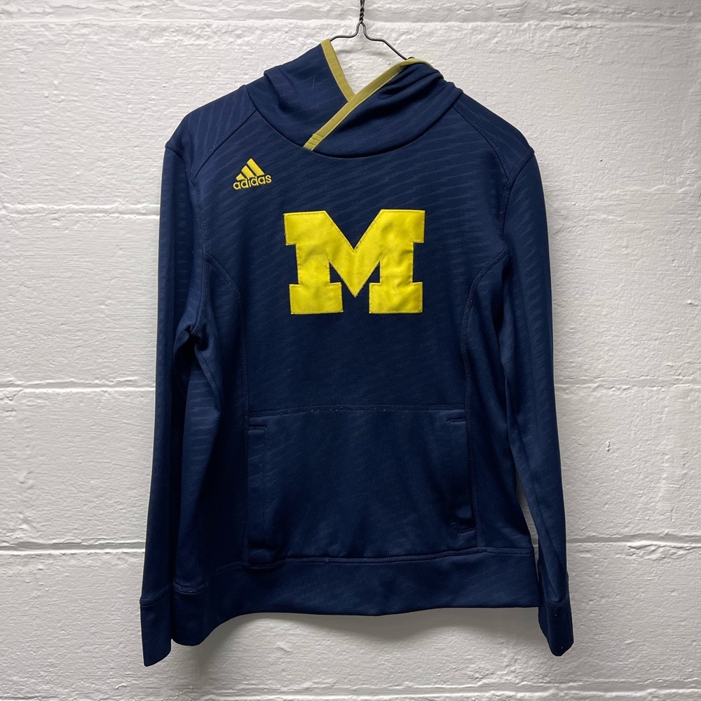 Adidas Navy and Yellow Women's Hoodie